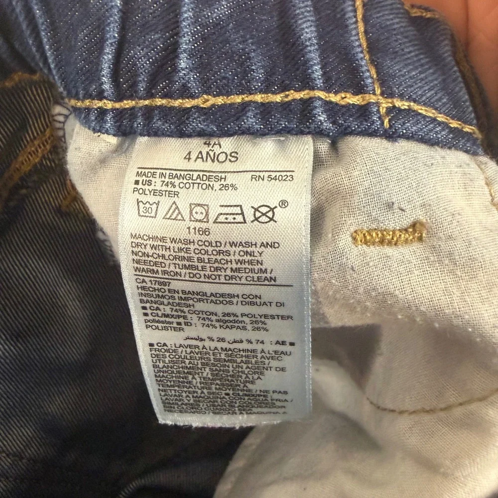 Old Navy Boys Dark Wash Straight Leg Jeans Elastic Waist Size 4T Blue Denim